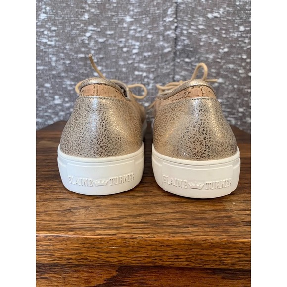 Elaine Turner Cork Lace Up Sneakers Brown/Metallic Casual Preppy Women's 6.5 - Picture 5 of 10